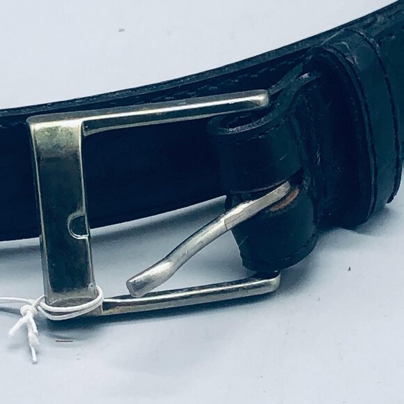 Foe Crocodile or Alligator black belt made in Mexico silver buckle size 32 READ - Picture 3 of 9